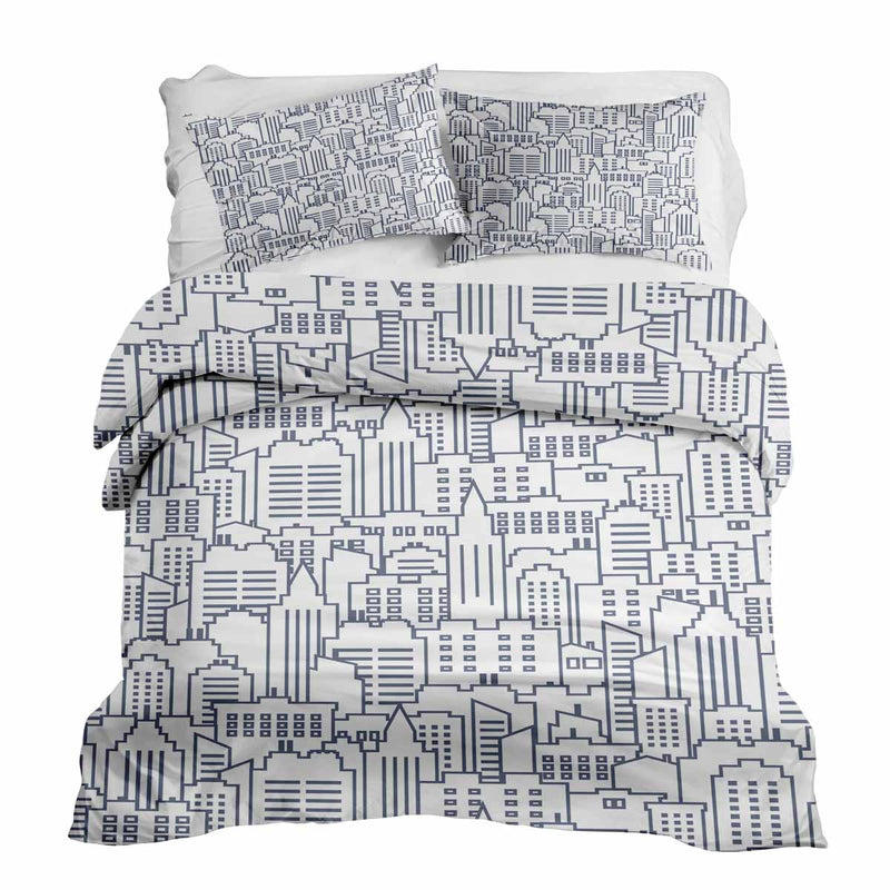 Set di biancheria da letto con coperta terapeutica bianca New York