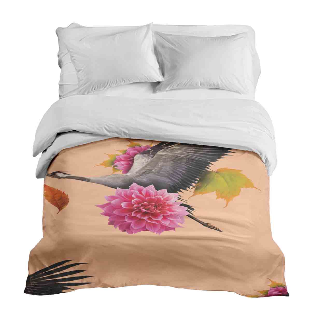 Coperta terapeutica originale - Rivestimento in cotone arancione con gru