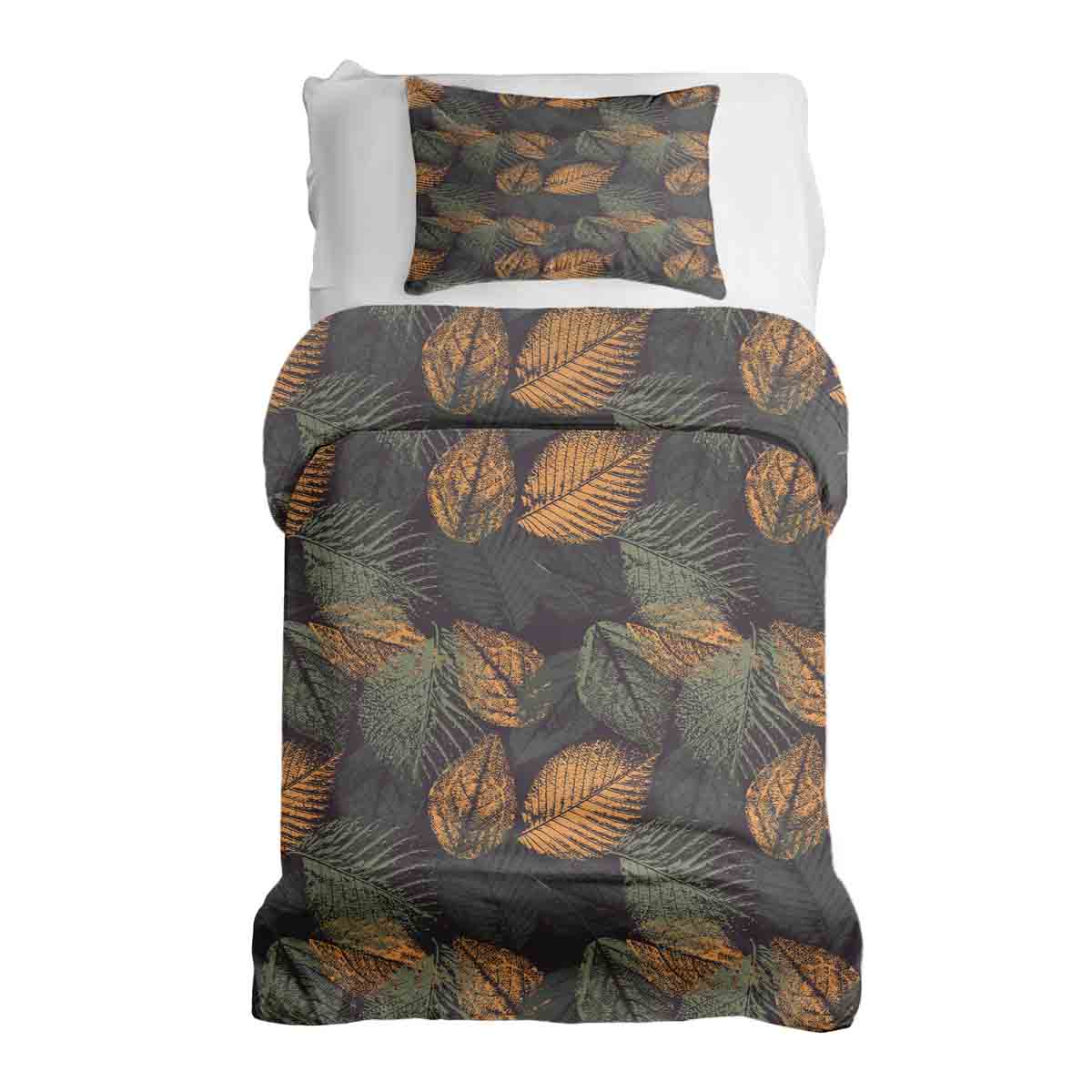 Set di biancheria da letto con coperta terapeutica motivo foglia autunnale