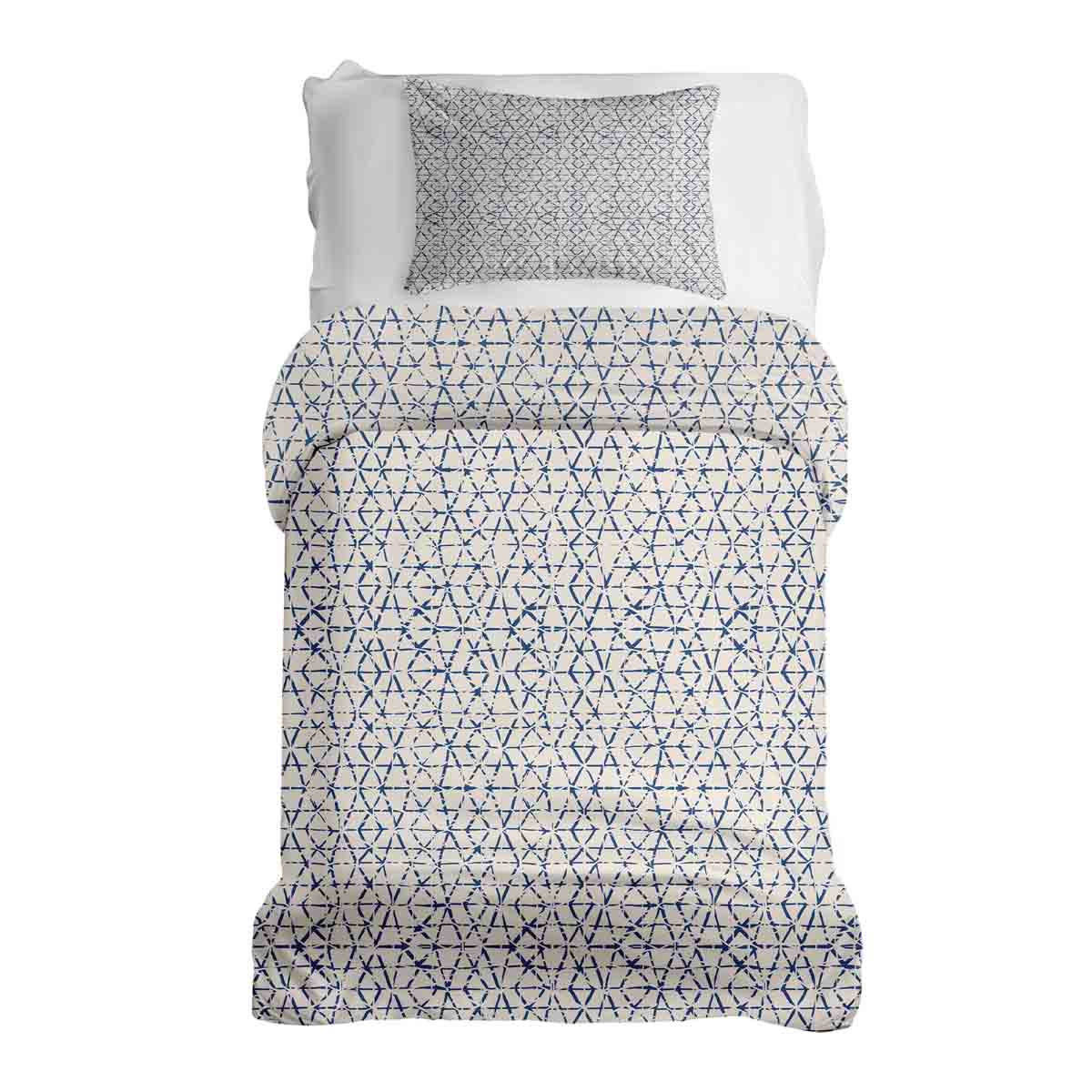 Set di biancheria da letto con coperte terapeutiche bianco con delicate forme blu