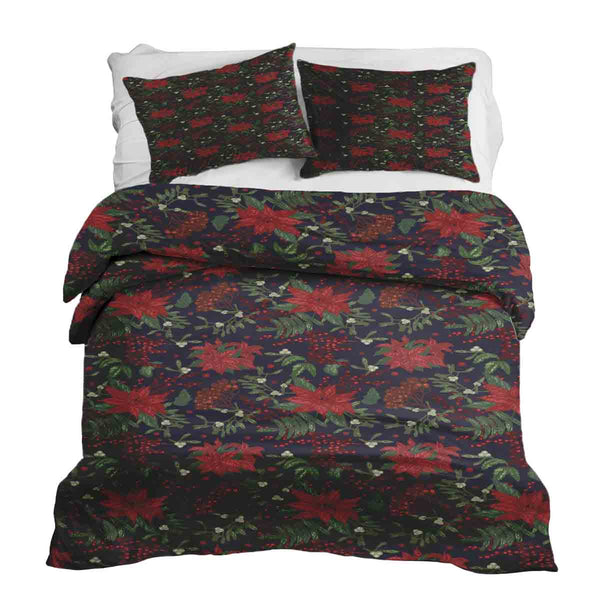 Set di biancheria da letto con coperta terapeutica e stella di Natale rossa