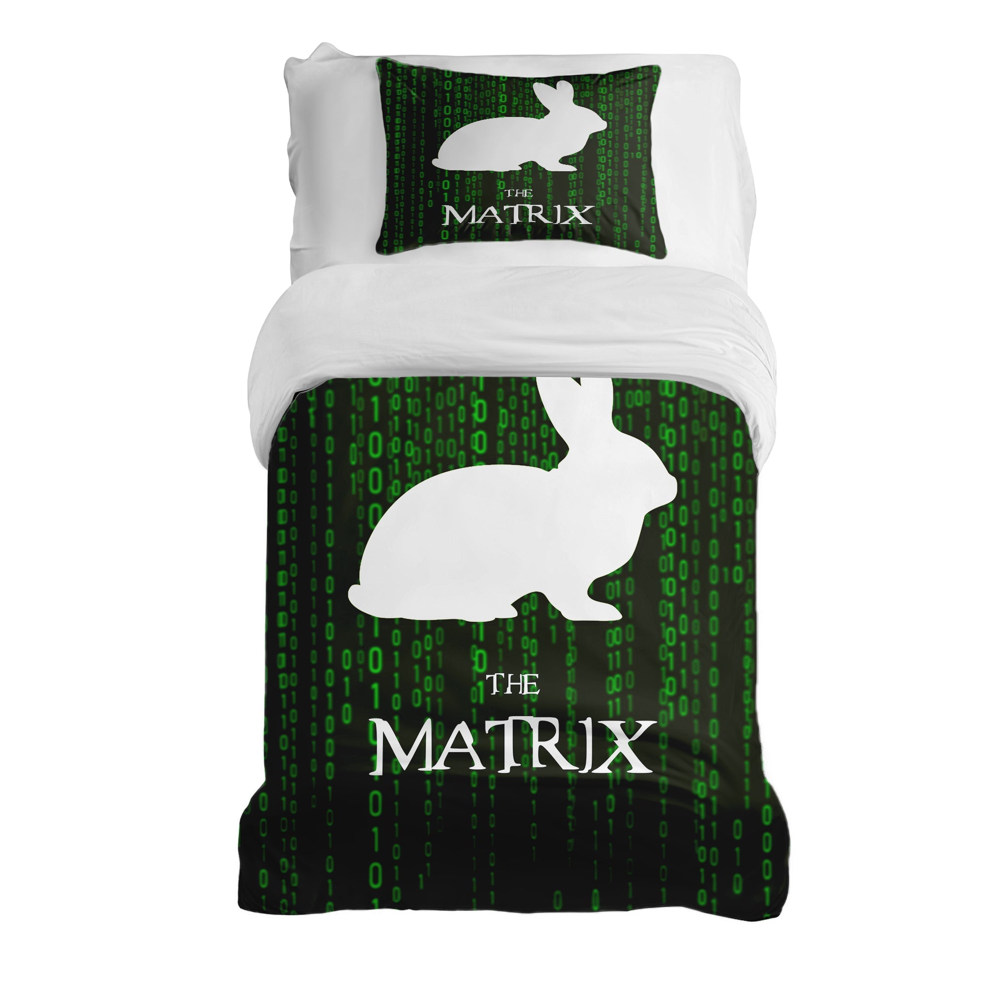 Set di biancheria da letto con coperta terapeutica Matrix Code verde