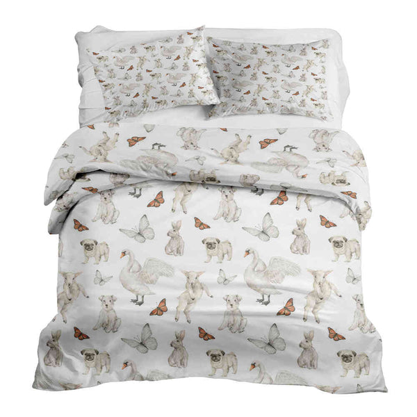 Set di biancheria da letto con coperte terapeutiche bianco animali dolci