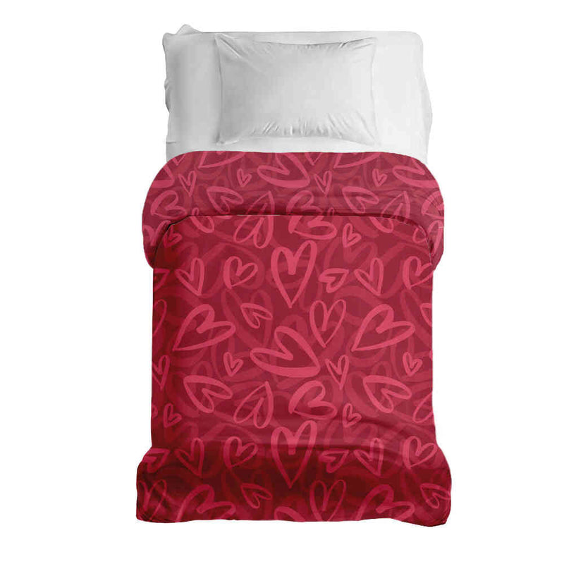 Coperta terapeutica originale - Rivestimento in cotone rosso con motivo a cuore rosa
