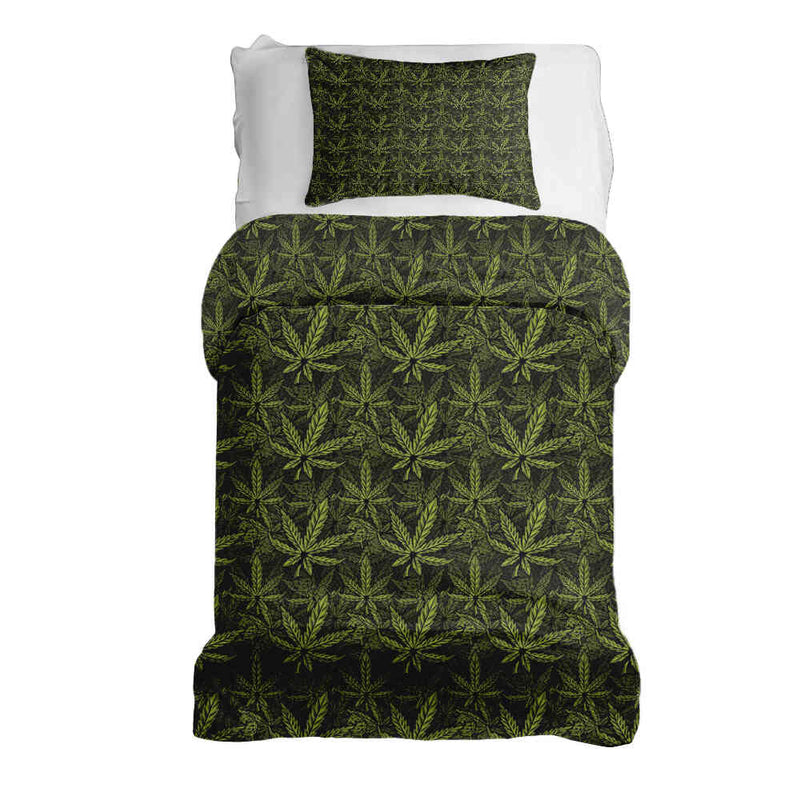 Set di biancheria da letto con coperta terapeutica a foglia di canapa