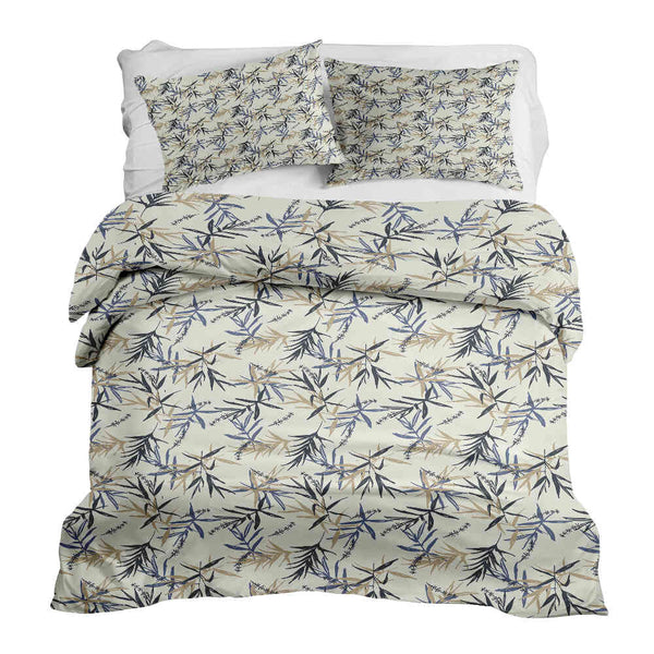 Set di biancheria da letto con coperta terapeutica motivo foglia beige