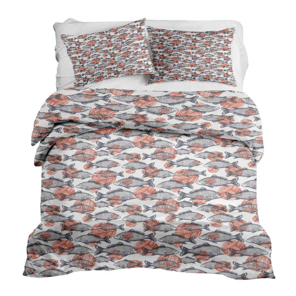 Set di biancheria da letto con coperte terapeutiche pesci grigi