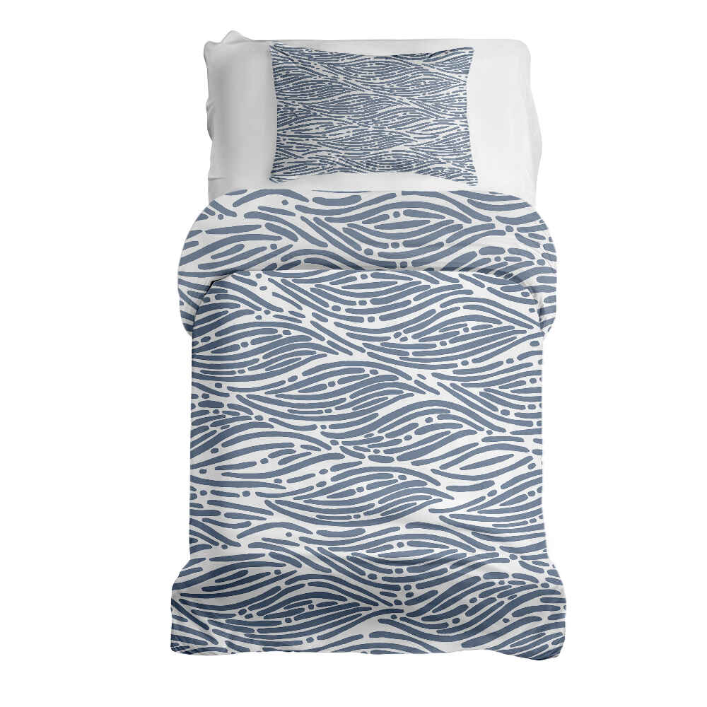 Set di biancheria da letto con coperta terapeutica motivo ondulato blu