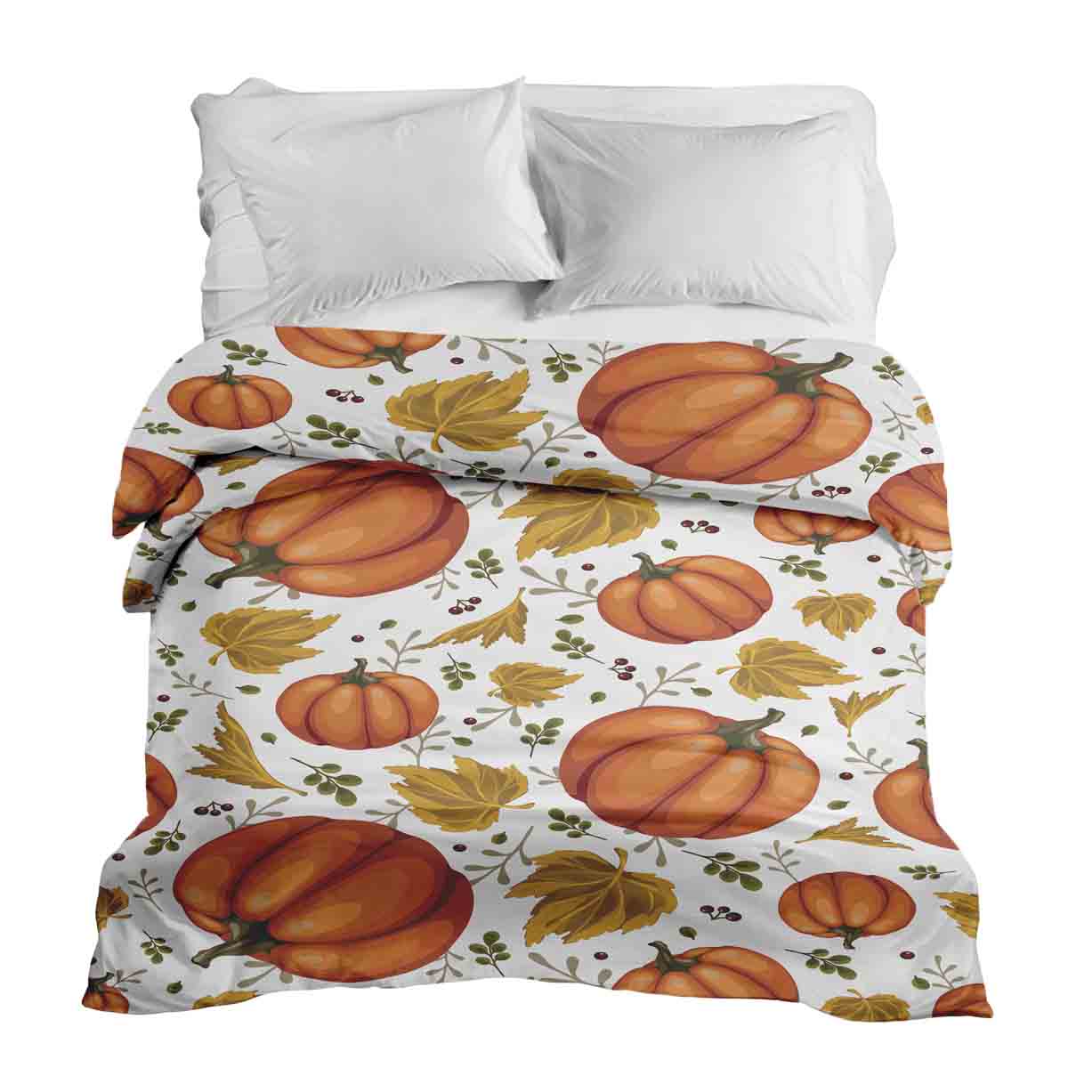 Coperta terapeutica originale - Rivestimento in cotone bianco con grandi zucche