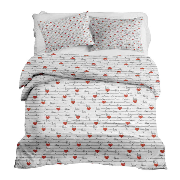 Set di biancheria da letto con coperta terapeutica bianca con scritta Love