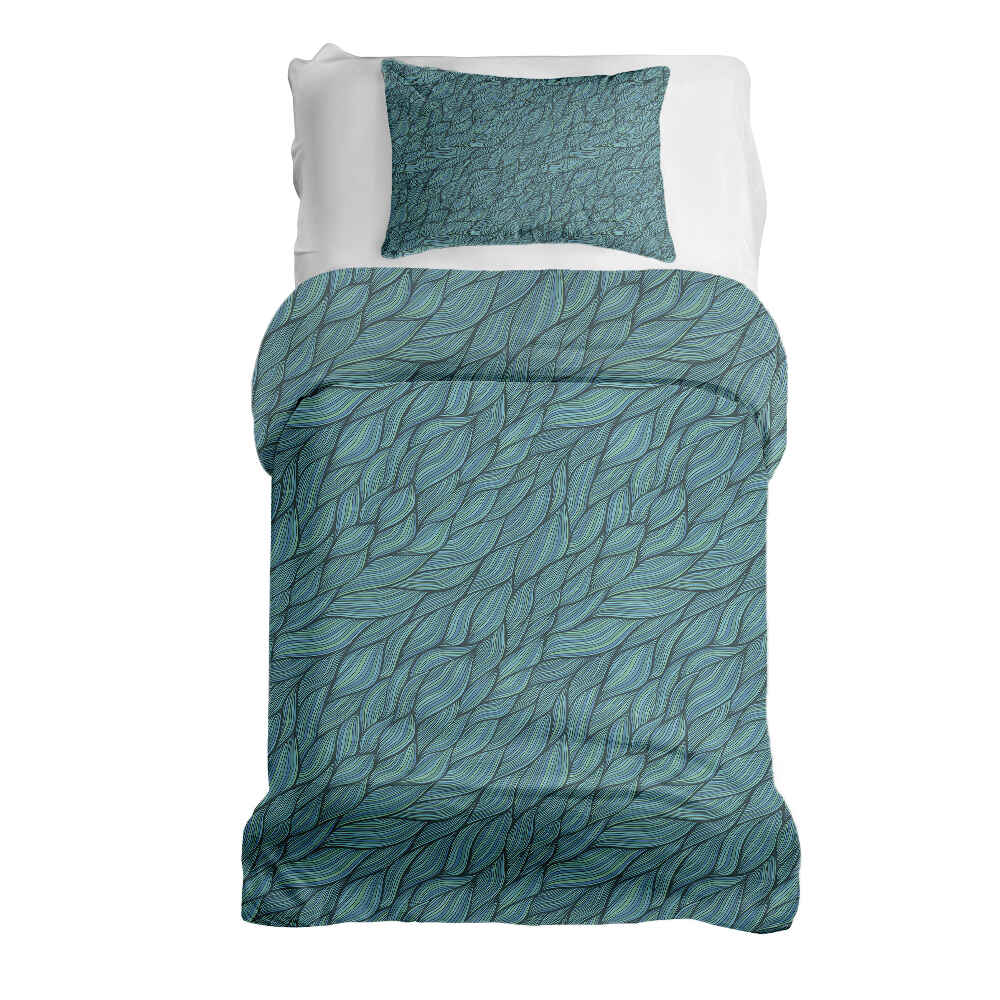 Set di biancheria da letto con coperta terapeutica intrecciata verde