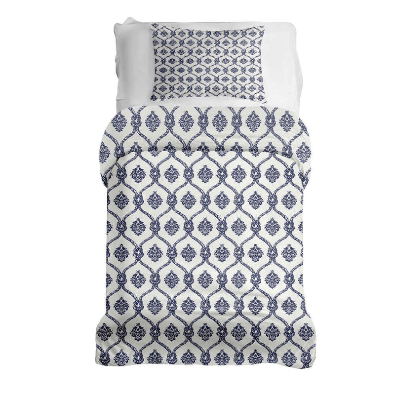 Set di biancheria da letto con coperta terapeutica motivo marinaresco blu