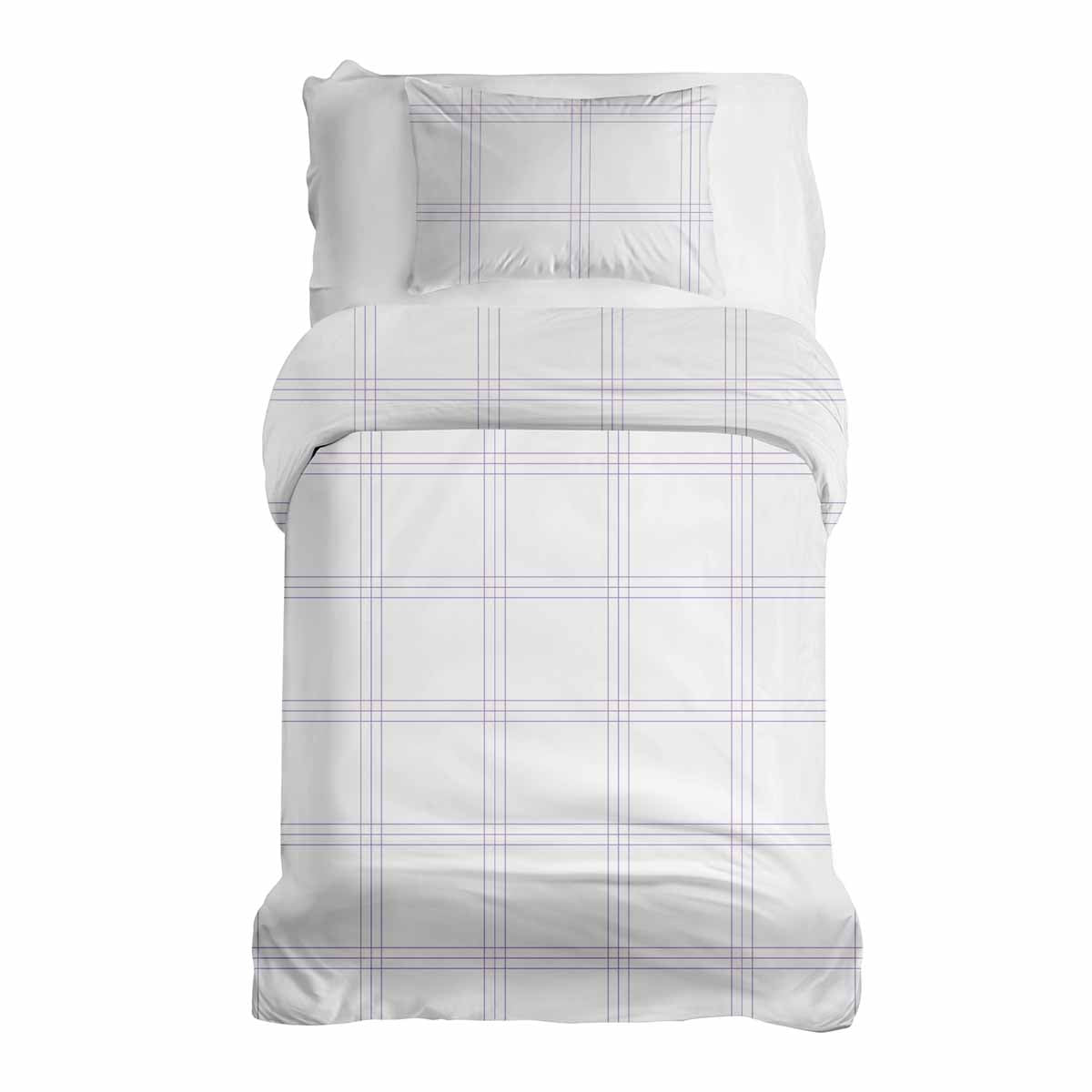 Set di biancheria da letto con coperte terapeutiche bianco con strisce viola