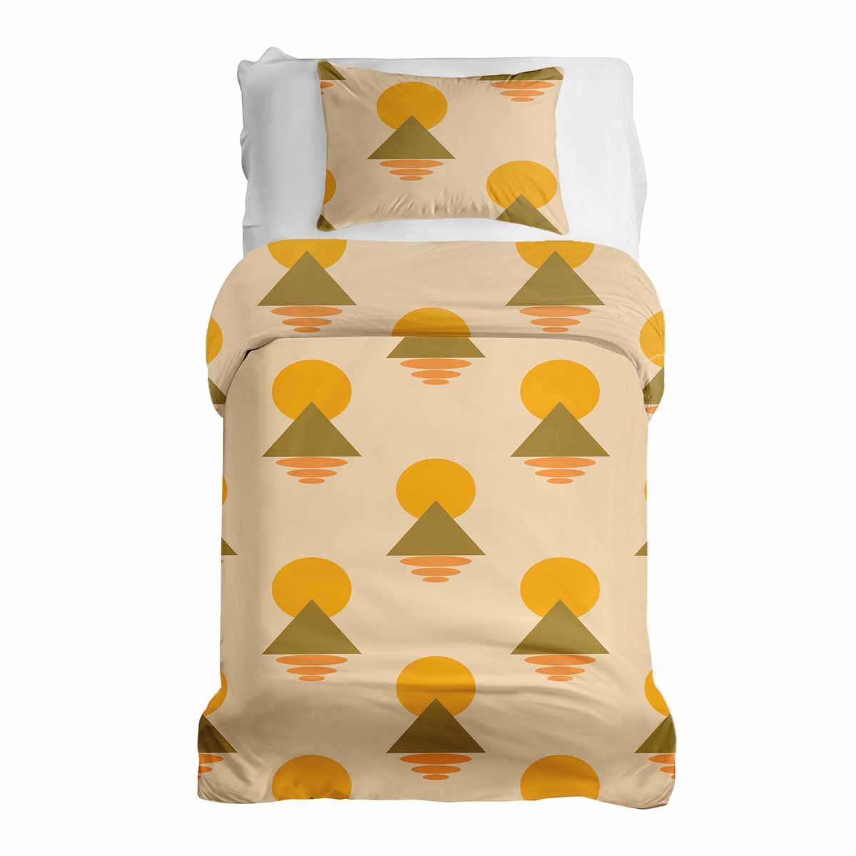 Set di biancheria da letto con coperte terapeutiche e forme gialle