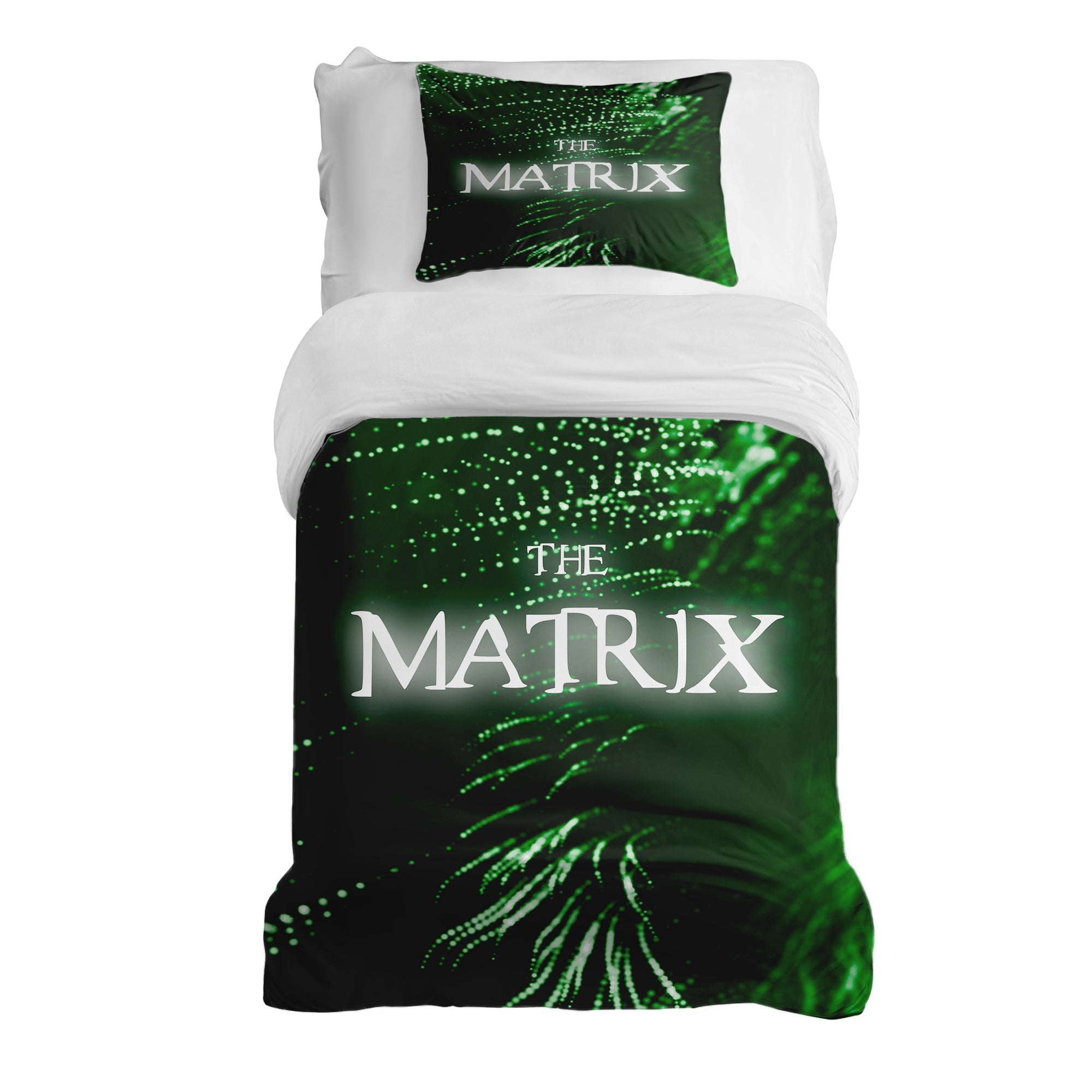 Set di biancheria da letto con coperta terapeutica verde The Matrix