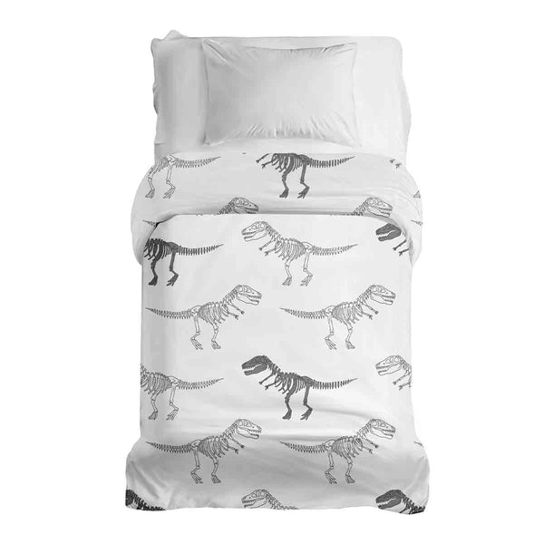 Coperta terapeutica originale - Rivestimento in cotone bianco con scheletro di dinosauro