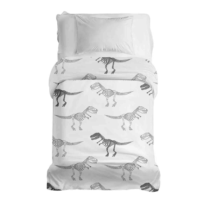 Coperta terapeutica originale - Rivestimento in cotone bianco con scheletro di dinosauro