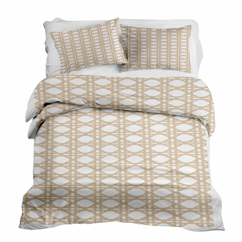 Set di biancheria da letto con coperte terapeutiche bianco con cerchi beige