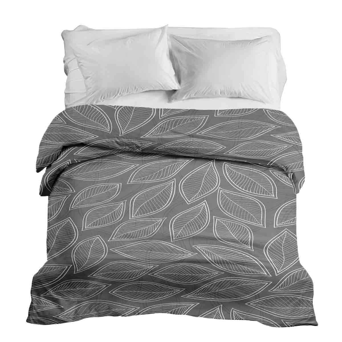 Coperta terapeutica originale - Rivestimento in cotone grigio con foglie di palma bianche