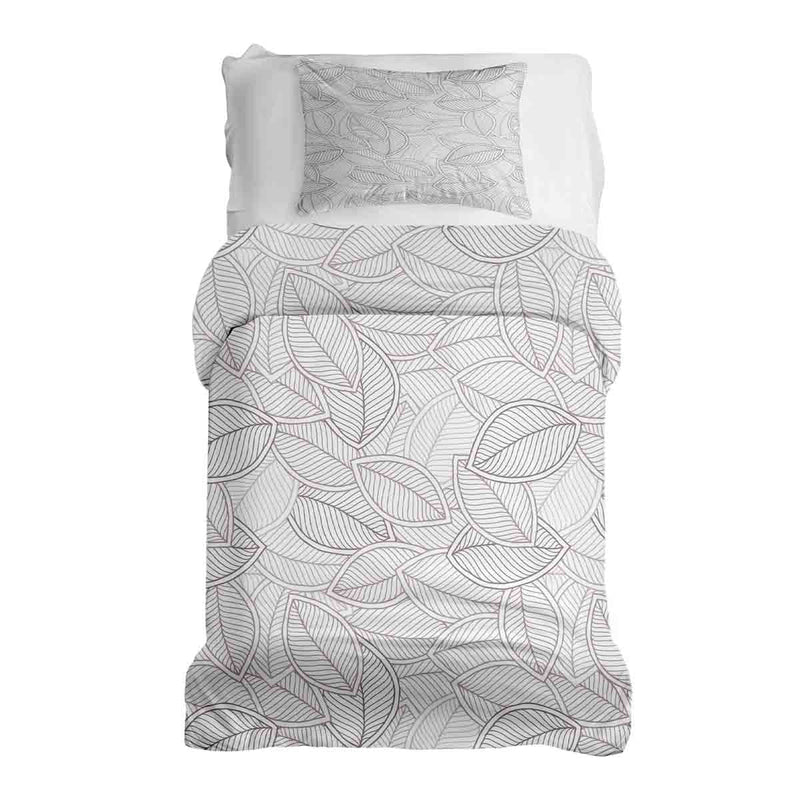 Set di biancheria da letto con coperte terapeutiche e foglie di palma grigie