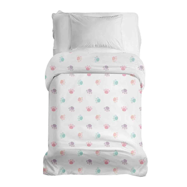 Coperta terapeutica originale - Rivestimento in cotone bianco con zampe colorate