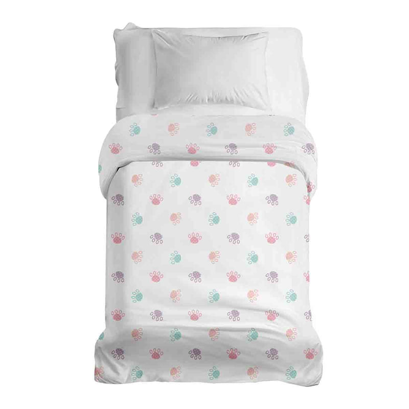 Coperta terapeutica originale - Rivestimento in cotone bianco con zampe colorate