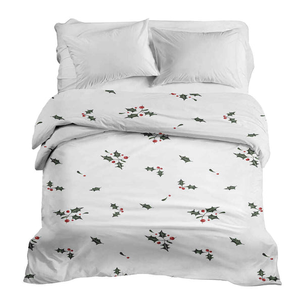 Coperta terapeutica originale - Rivestimento in cotone bianco con rami di vischio