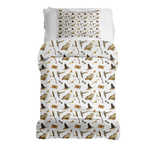 Set di biancheria da letto con coperte terapeutiche bianco con gufi
