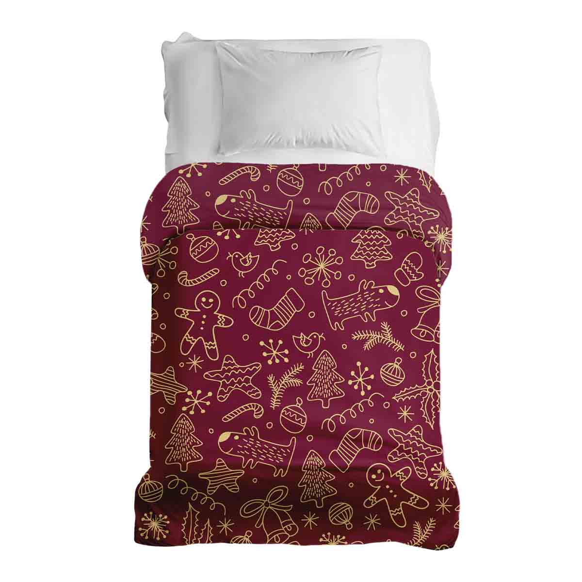 Coperta terapeutica originale - Rivestimento in cotone rosso con divertenti motivi natalizi