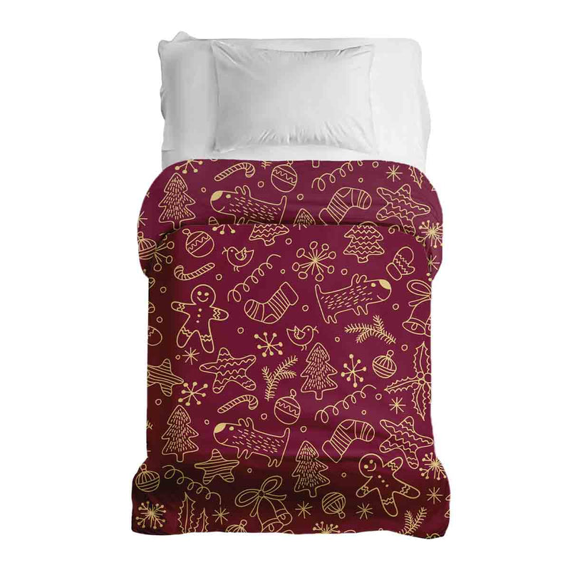Coperta terapeutica originale - Rivestimento in cotone rosso con divertenti motivi natalizi