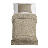 Set di biancheria da letto con coperta terapeutica beige con motivo a foglia nero