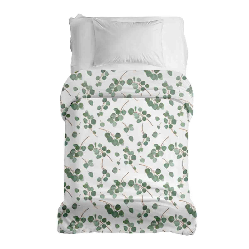 Coperta terapeutica originale - Rivestimento in cotone bianco con rami di eucalipto