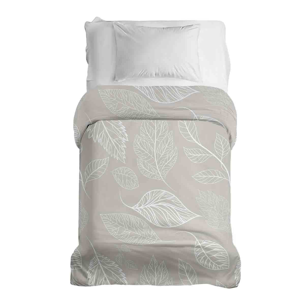 Coperta terapeutica originale - Rivestimento in cotone beige con foglie chiare
