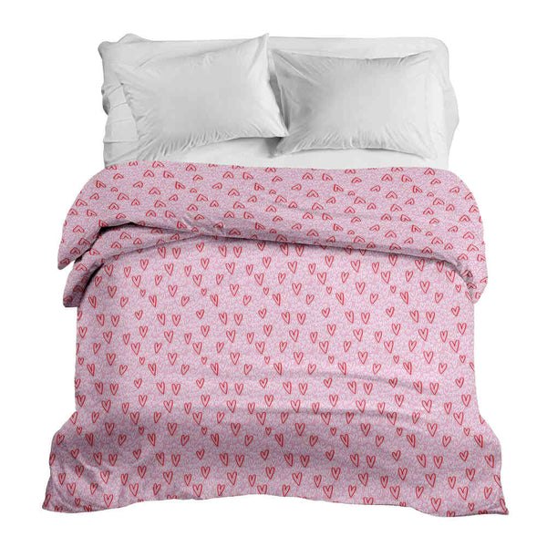 Coperta terapeutica originale - Rivestimento in cotone rosa con cuori rossi