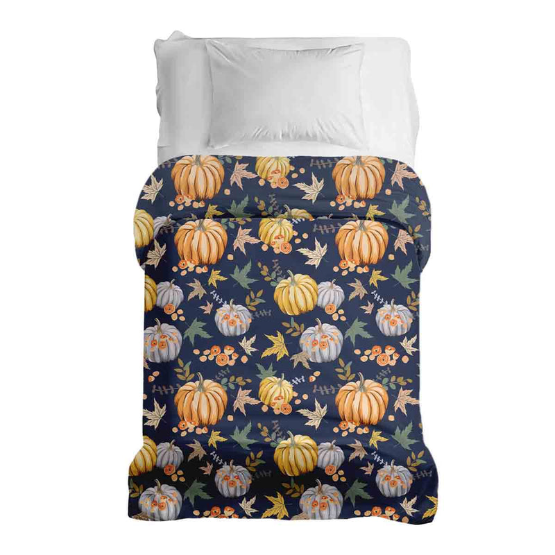 Coperta terapeutica originale - Rivestimento in cotone blu con zucche