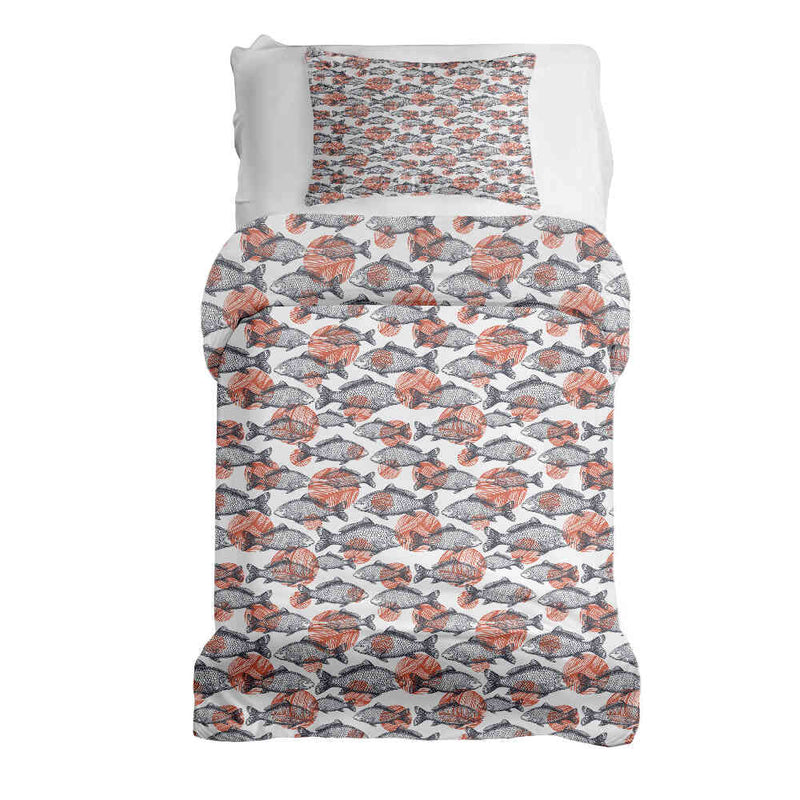 Set di biancheria da letto con coperte terapeutiche pesci grigi