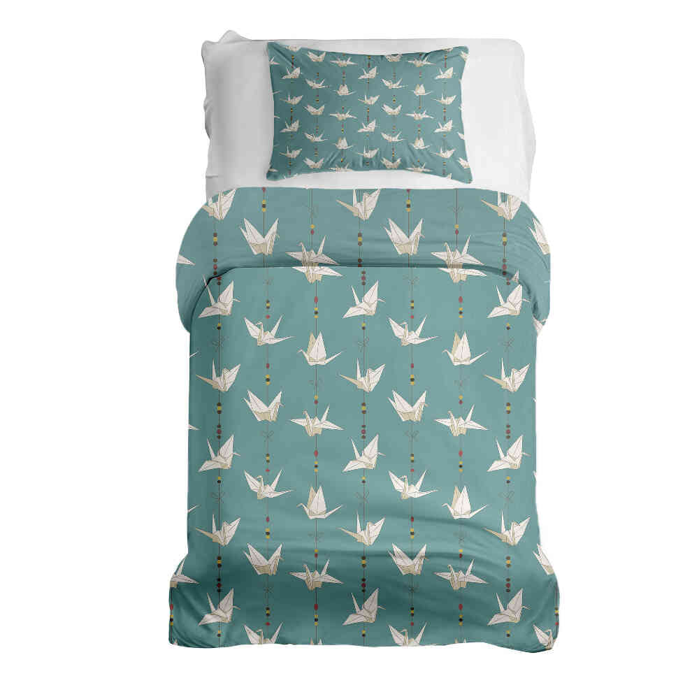 Set biancheria da letto con coperta terapeutica Origami Cigno