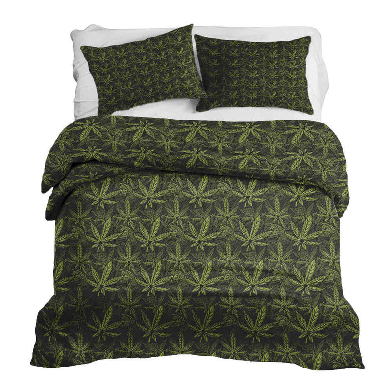 Set di biancheria da letto con coperta terapeutica a foglia di canapa