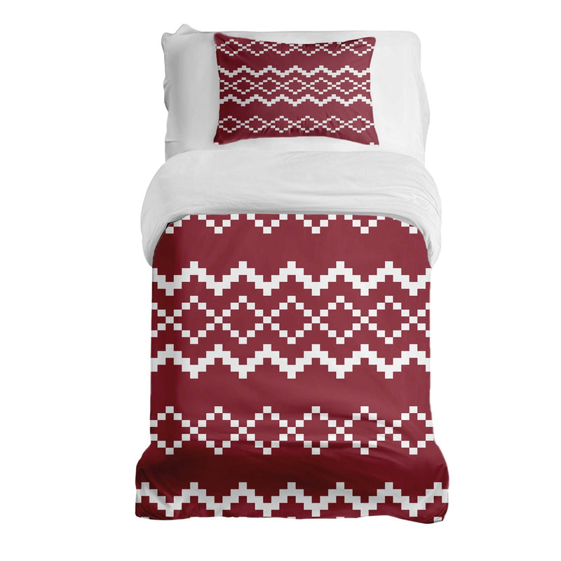Set di biancheria da letto con coperta terapeutica e motivo natalizio rosso
