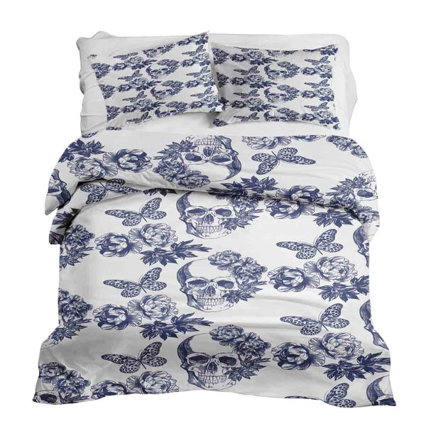 Set di biancheria da letto con coperta terapeutica fiori teschio