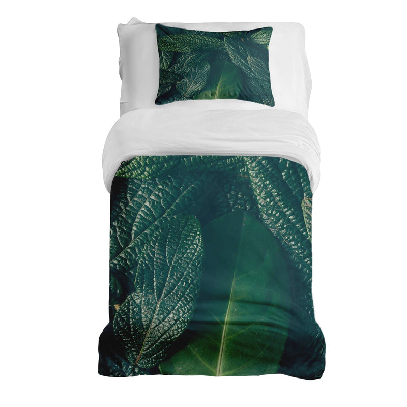 Set di biancheria da letto con coperte terapeutiche Foglie verdi