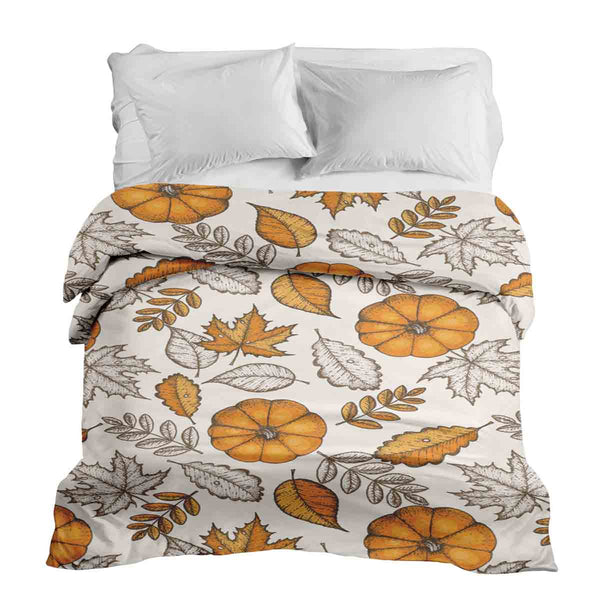 Coperta terapeutica originale - Rivestimento in cotone bianco con foglia e zucca