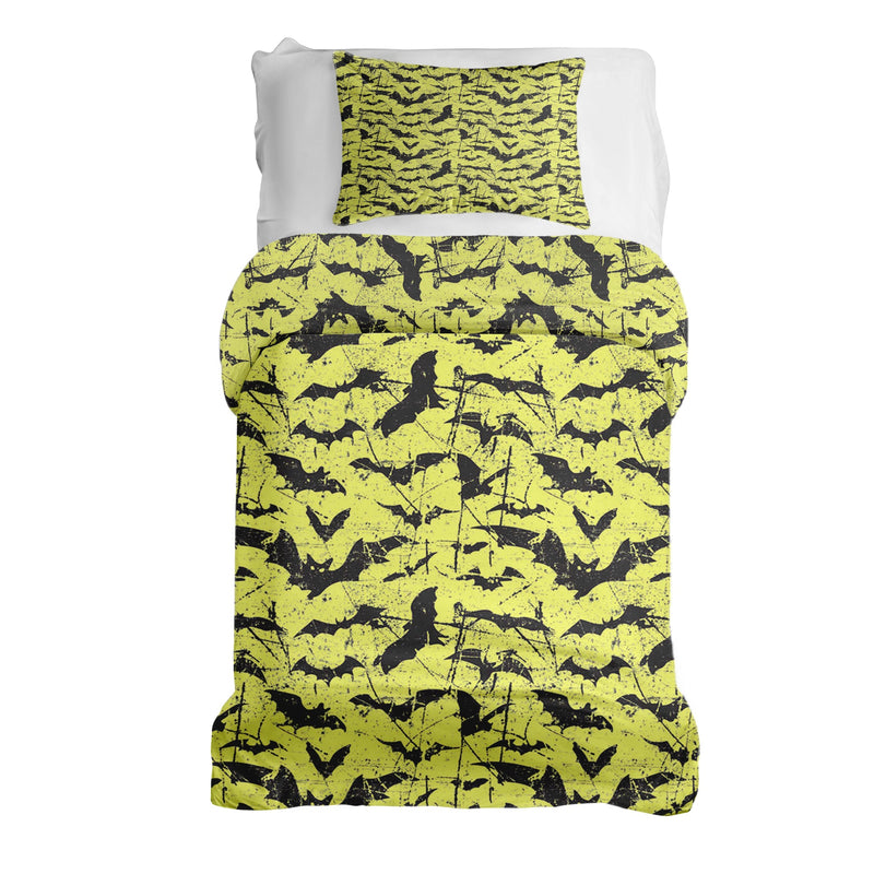 Set di biancheria da letto con coperta terapeutica gialla pipistrello