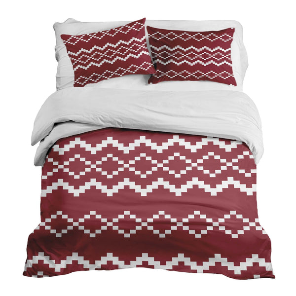 Set di biancheria da letto con coperta terapeutica e motivo natalizio rosso