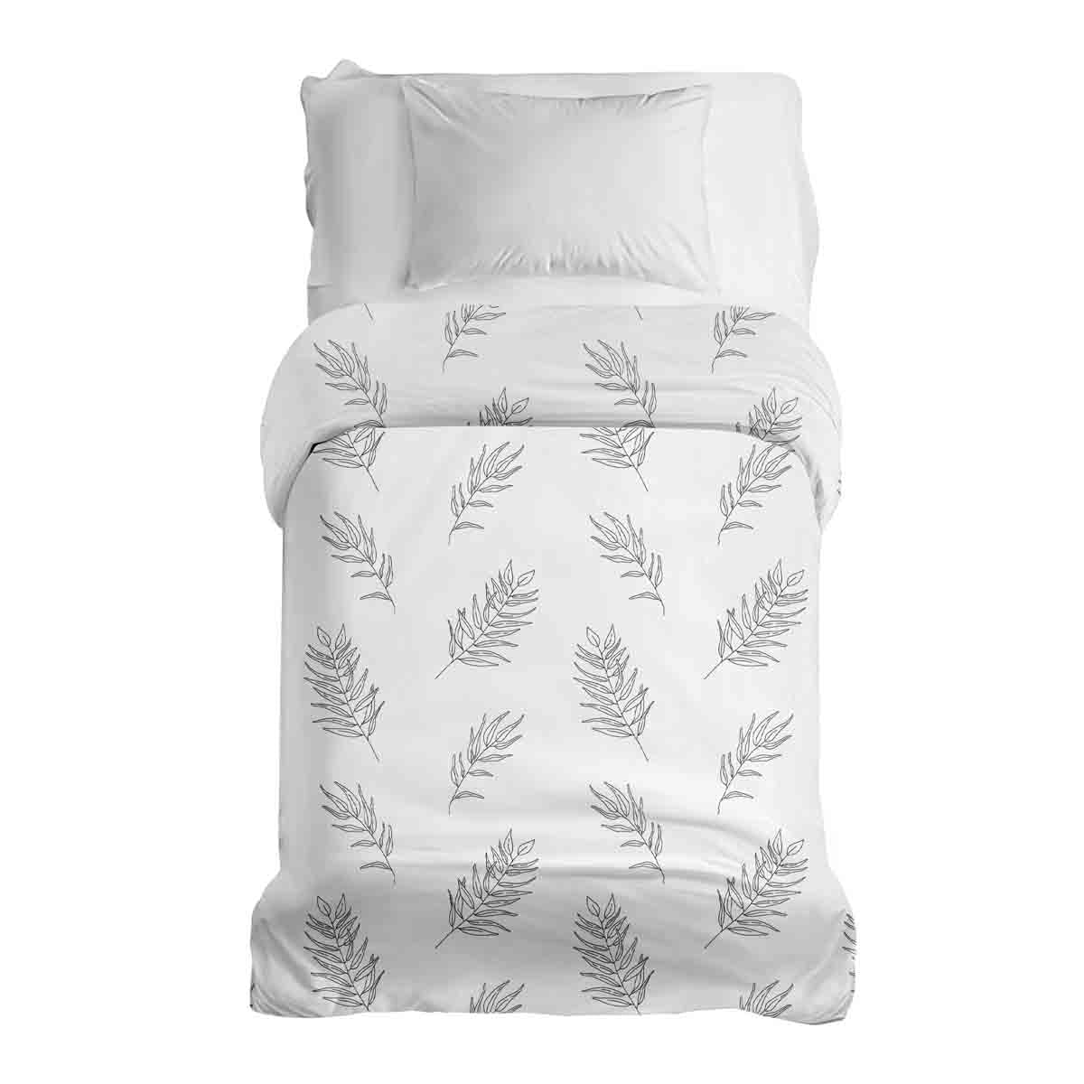 Coperta terapeutica originale - Rivestimento in cotone bianco con rami grigi