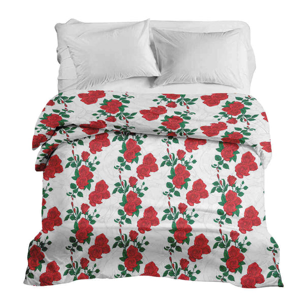 Coperta terapeutica originale - Rivestimento in cotone bianco con cespuglio di rose