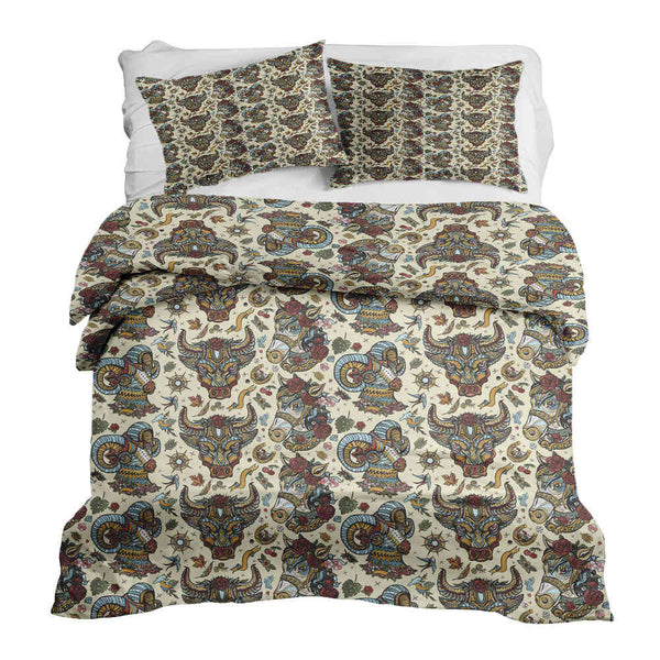 Set di biancheria da letto con coperte terapeutiche e teste di animali colorate