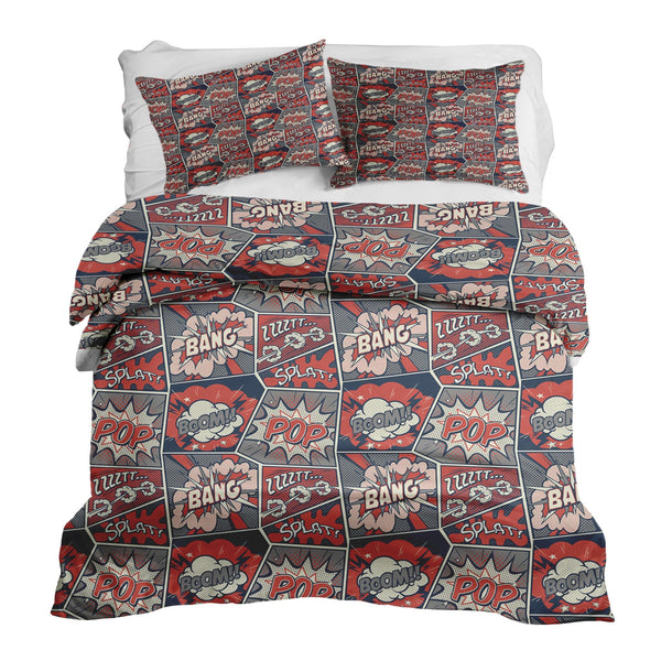 Set di biancheria da letto con coperta terapeutica rossa con fumetto