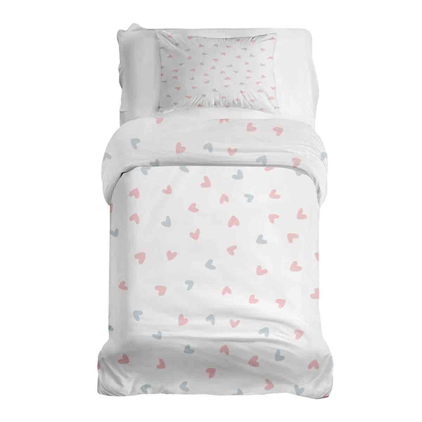 Set di biancheria da letto con coperte terapeutiche bianco con piccoli cuoricini
