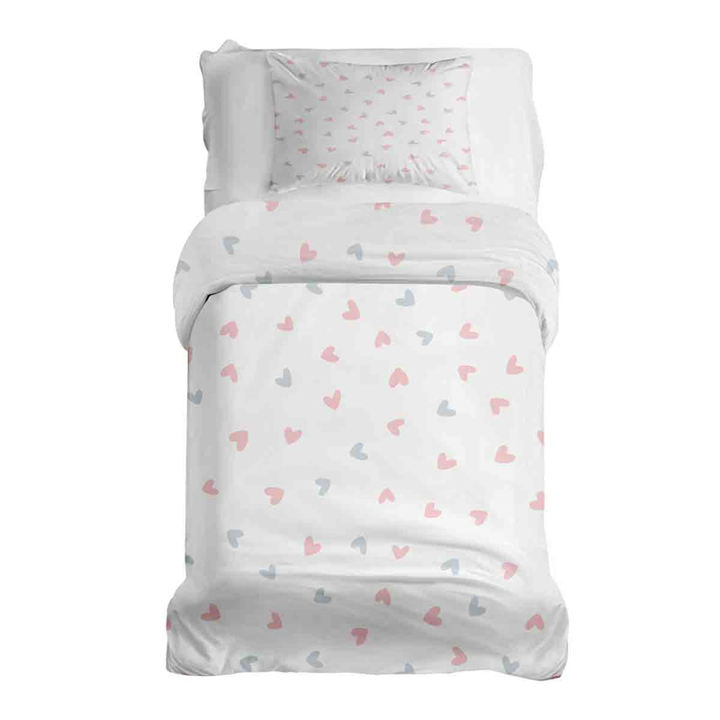 Set di biancheria da letto con coperte terapeutiche bianco con piccoli cuoricini